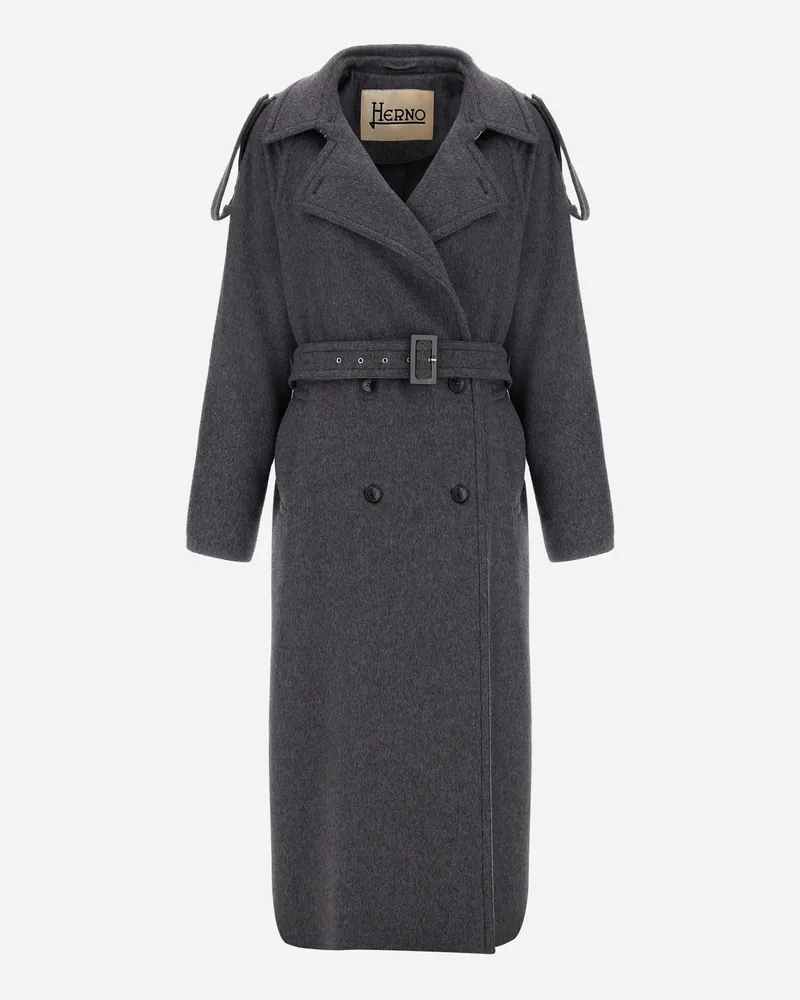 Herno Mantel Aus Doppelgewebe Aus Kaschmir, Wolle Und Seide - Frau Mäntel & Trenchcoats Eisen Eisen