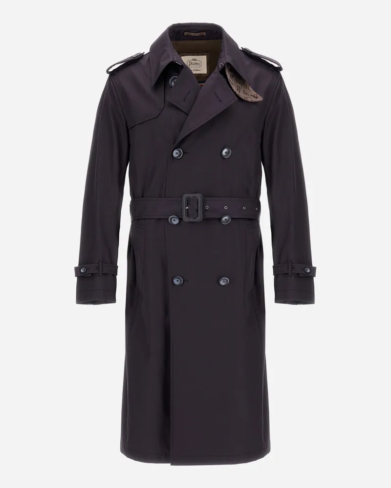 Herno Trenchcoat Aus Delon Und Monogram Marineblau