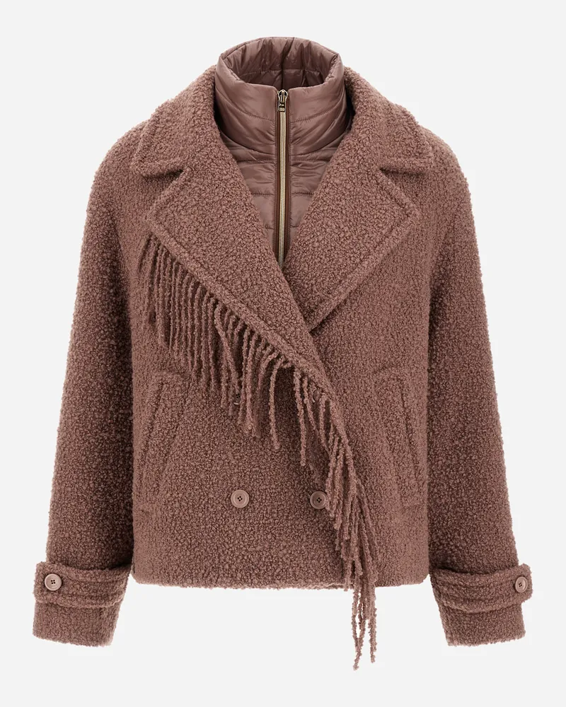 Herno Caban Aus Teddy Mit Fransen Und Aus Nylon Ultralight - Frau Mäntel & Trenchcoats Dunkelrosa Dunkelrosa