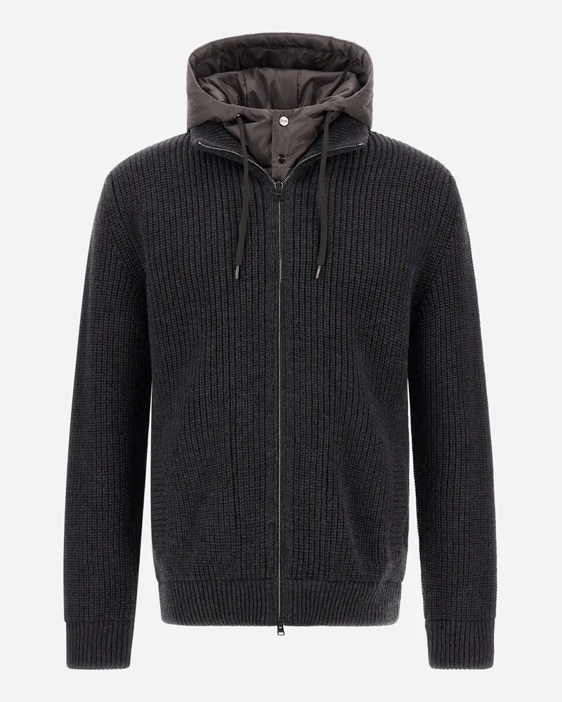 Herno Jacke Aus Ribbed Merino Wool G.5 Und Nylon Chamonix - Mann Pullover & Strickjacken Anthrazit Anthrazit