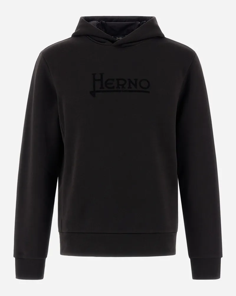 Herno Sweatshirt Mit Kapuze Aus Heavy Cotton Sweater Schwarz