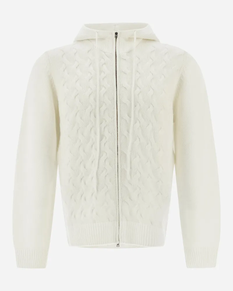 Herno Pullover Aus Wool Cashmere Cable Weiß
