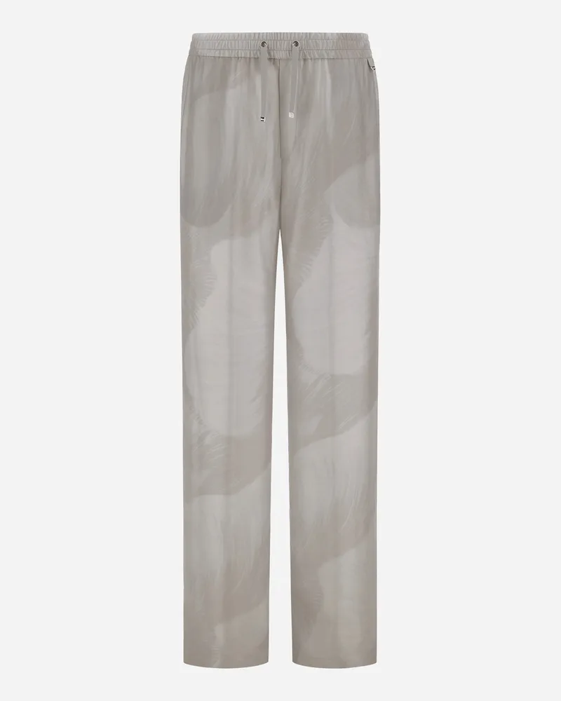 Herno Hose Resort Aus Reiner Seide Mit Blumen-print - Frau Hose Perlgrau Perlgrau