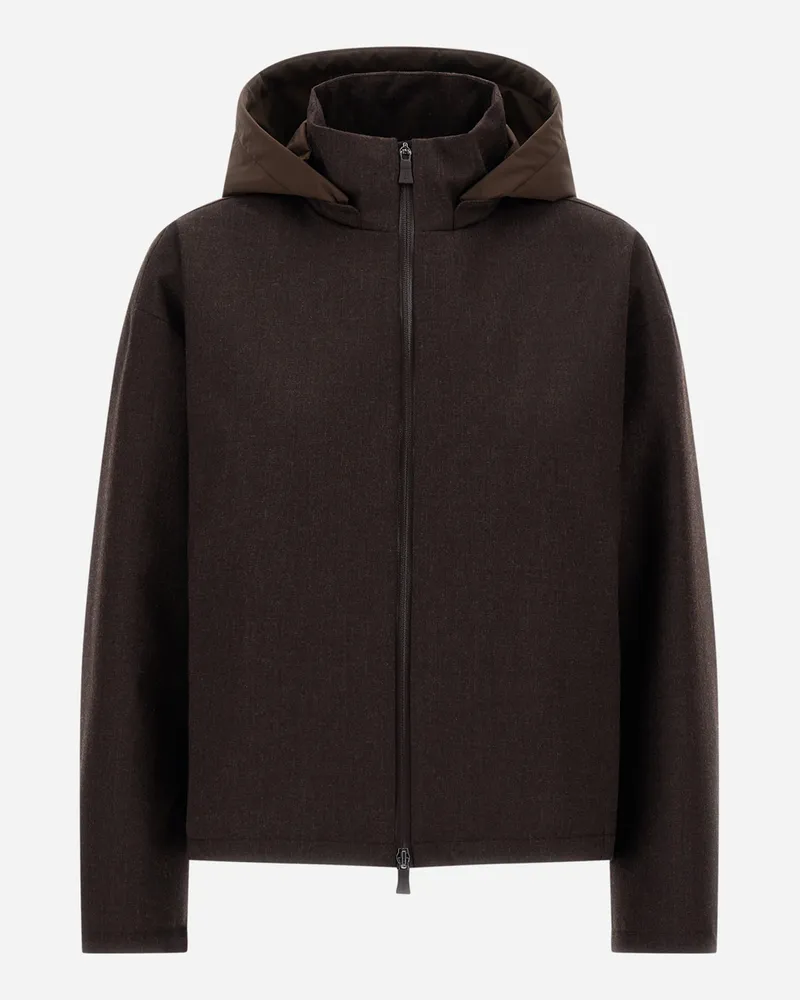 Herno Jacke Aus Flanell Mit Wasserdichter Membran - Frau Parka & Jacken Dunkelbraun Dunkelbraun