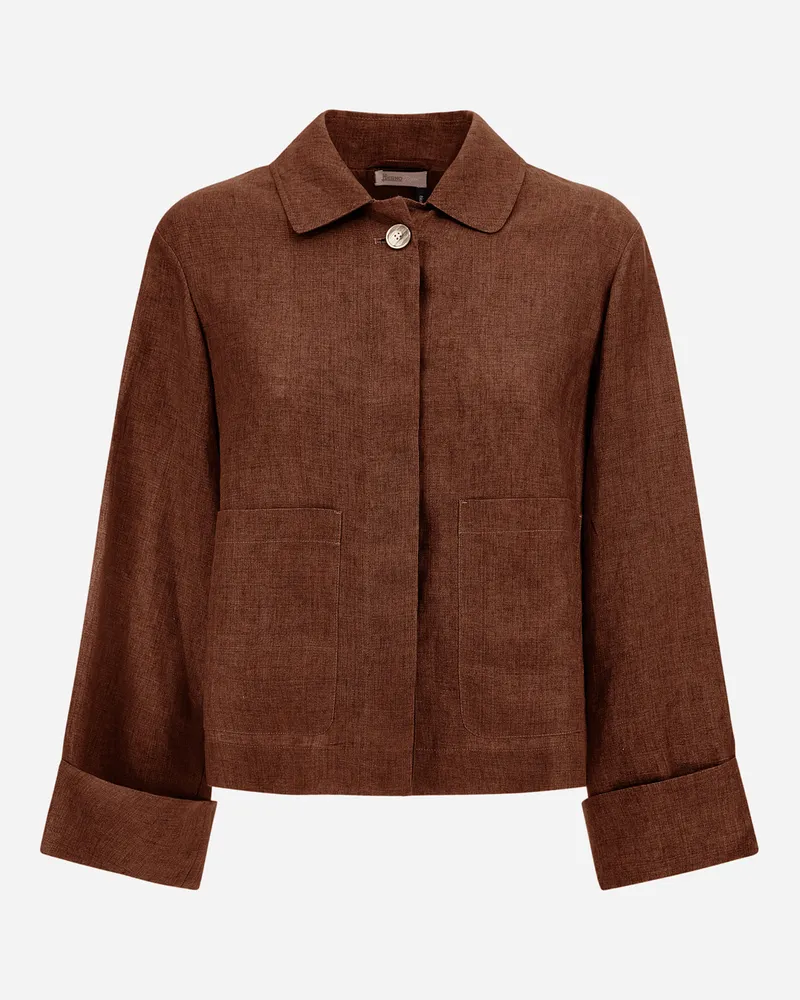 Herno Jacke Resort Aus Délavé-leinen - Frau Blazers Gebrannt Gebrannt