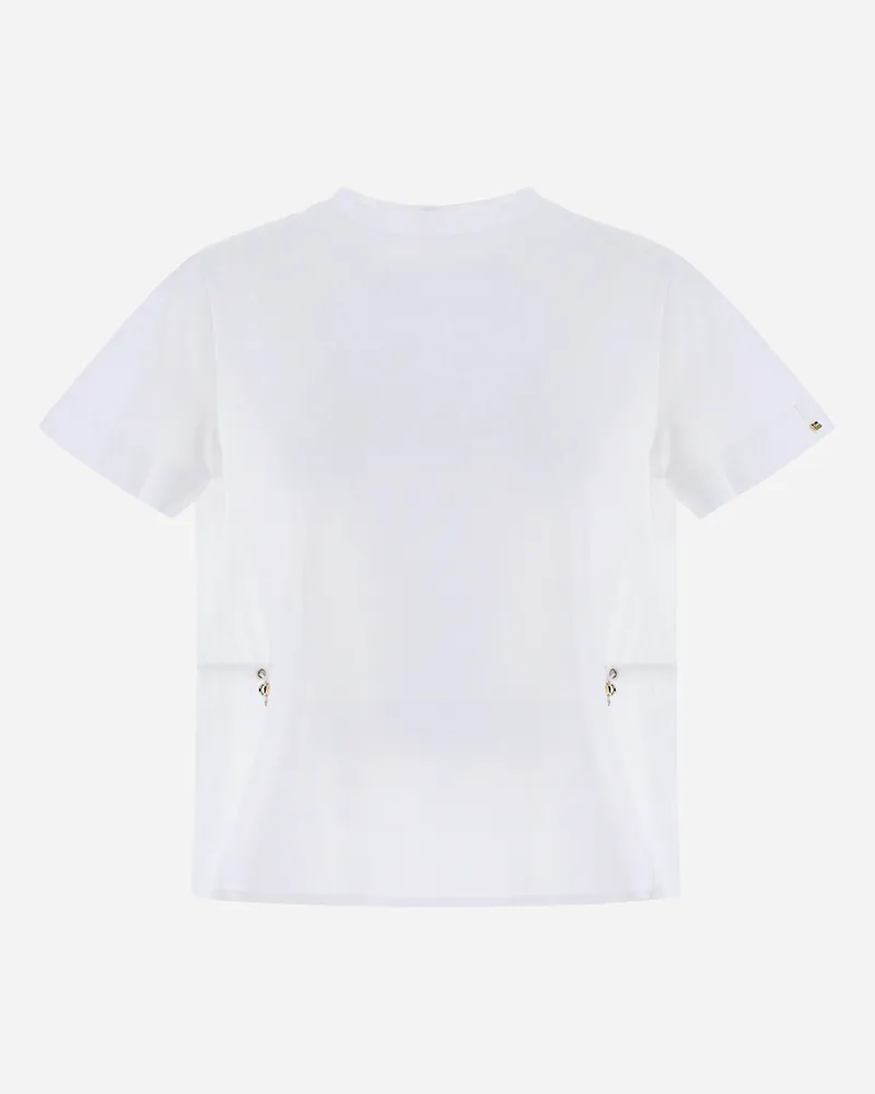 Herno T-shirt Aus Chic Cotton Jersey Und New Techno Taft Weiß