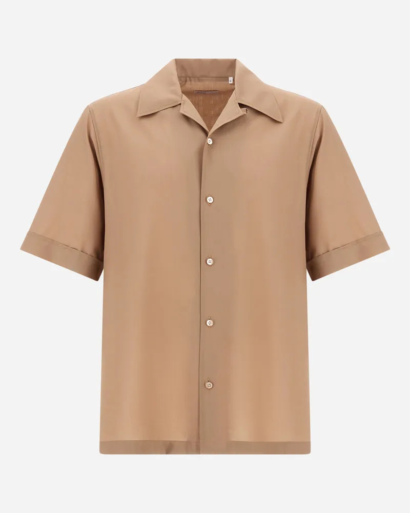 Herno Hemd Resort Aus Tropischer Wolle - Mann Hemden Camel Camel