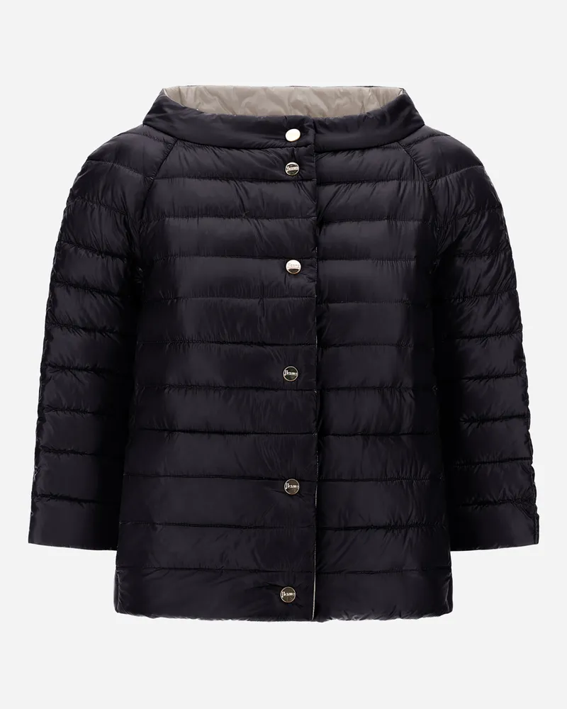 Herno Wendbares Cape Aus Nylon Ultralight Schwarz