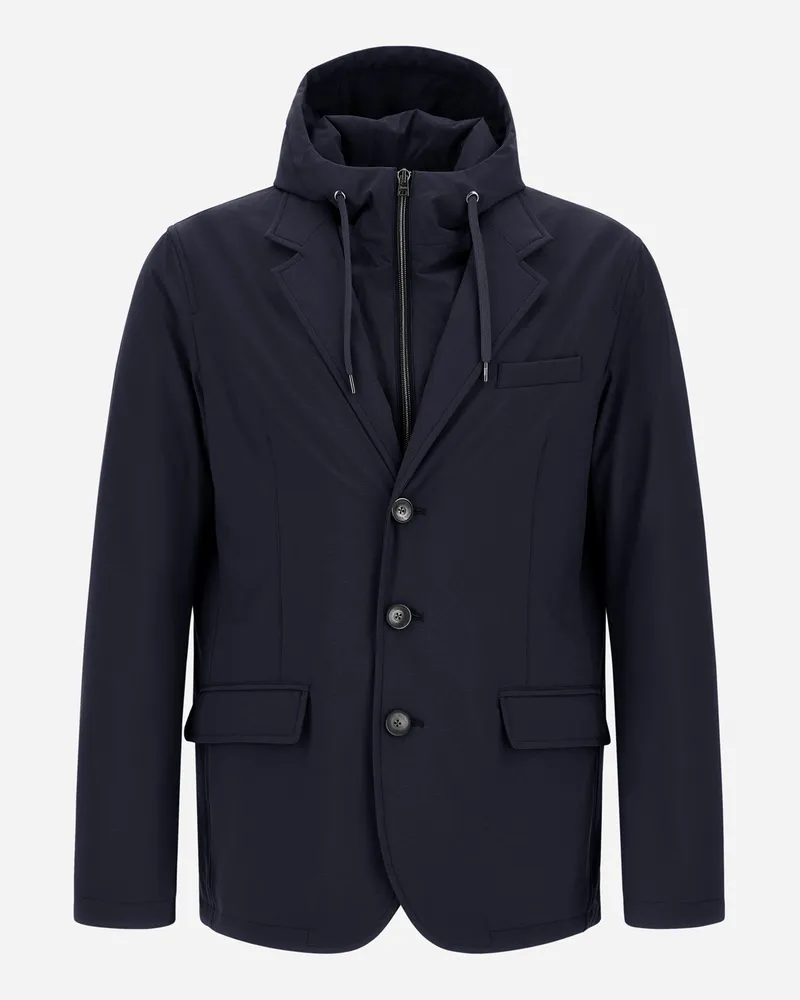 Herno Blazer Resort Aus Elastischem Nylon Mit Mélange-effekt - Mann Blazers Marineblau Marineblau