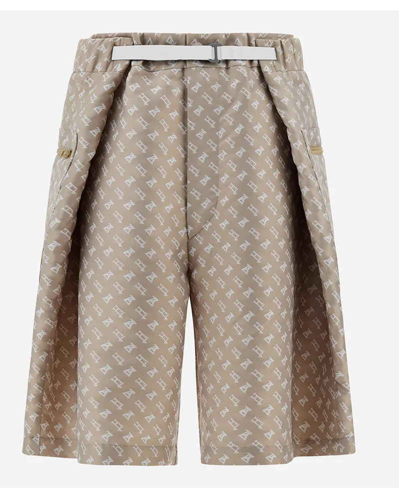 Herno Kurz Geschnittene Globe Hose Aus Photocromatic Monogram Hellbeige