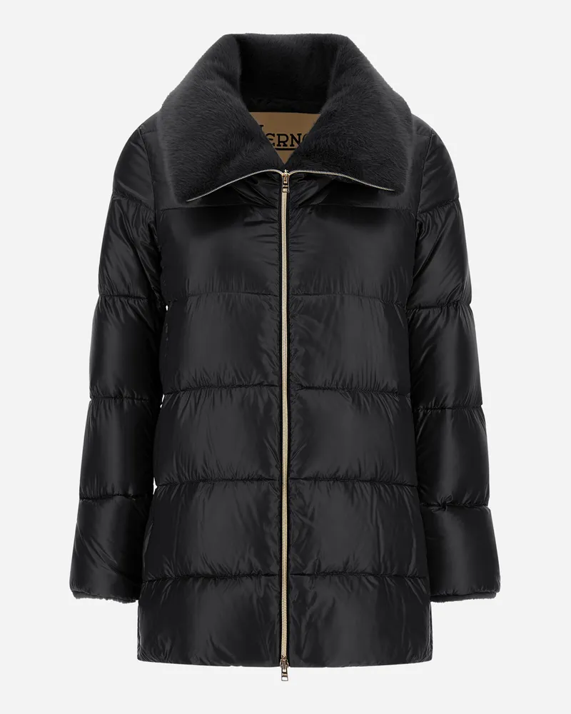 Herno A-form-jacke Aus Nylon Ultralight Und Lady Alternative Fur - Frau A-shape Schwarz Schwarz