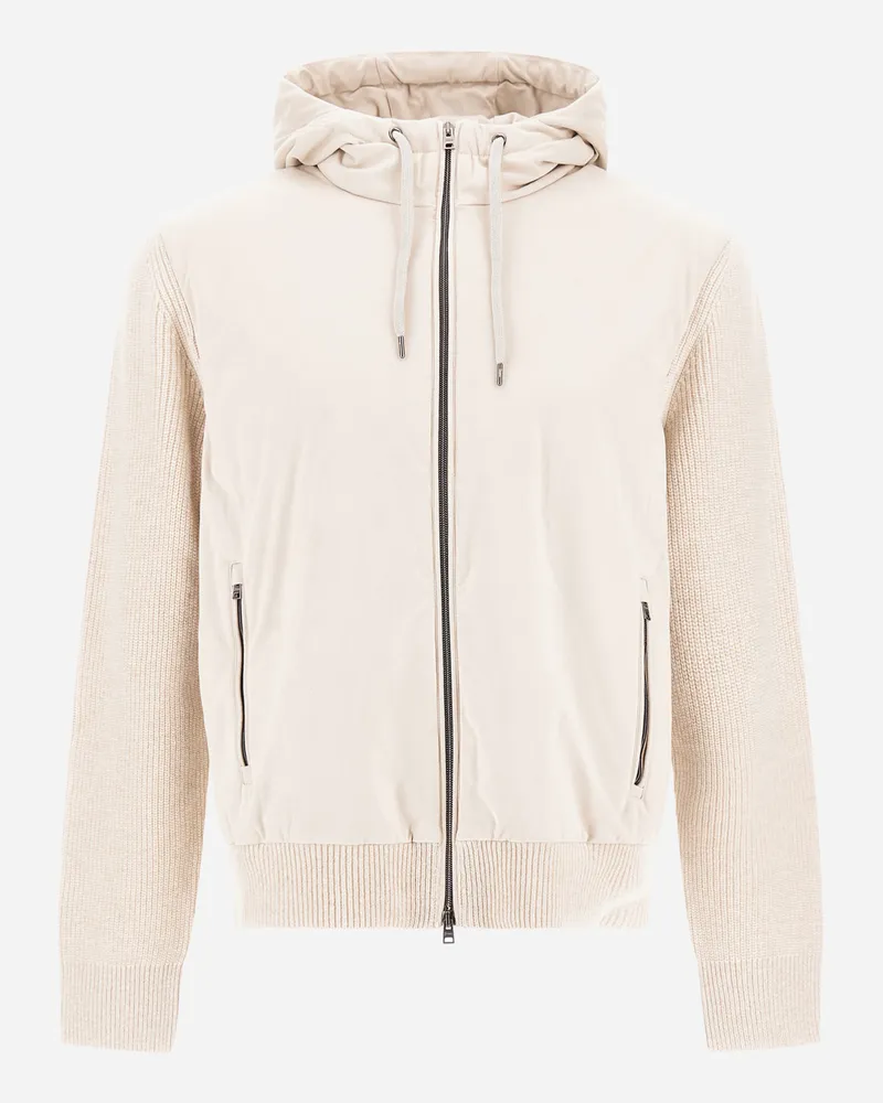 Herno Jacke Resort Aus Reiner Wolle Im Glattstrickmuster, Leichtem Nylon Und Mikrofaser Mit Veloursledereffekt - Mann Pullover & Strickjacken Chantilly/hellblau Chantilly