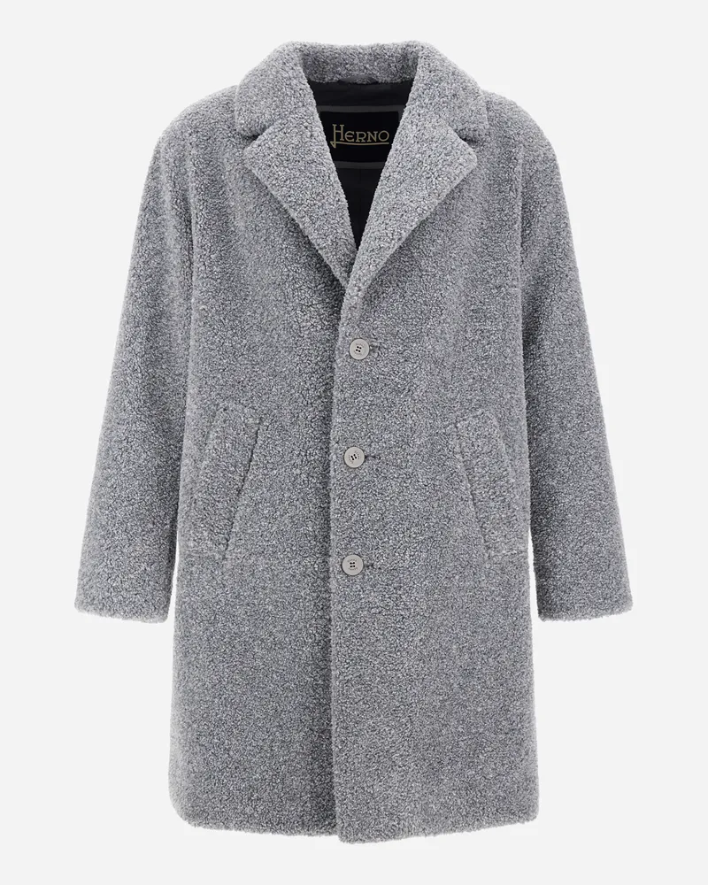 Herno Mantel Aus Melange Teddy - Mann Mäntel & Trenchcoats Grau Grau