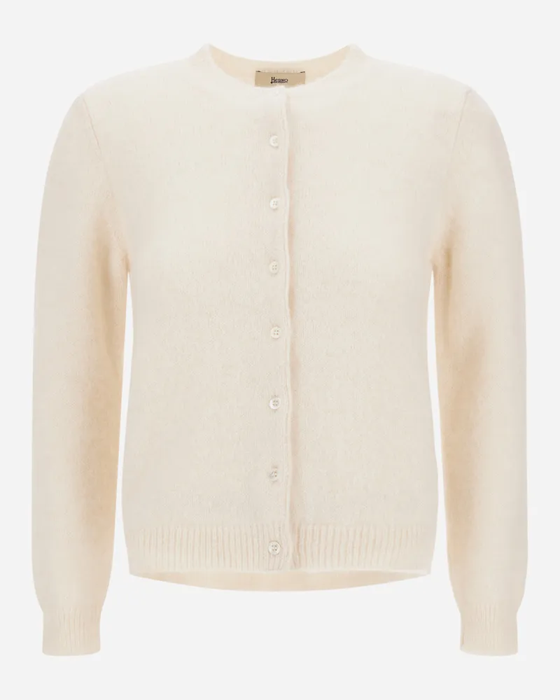 Herno Cardigan Aus Alpaka Und Wolle Im Glattstrickmuster - Frau Pullover & Strickjacken Milchweiß Milchweiß