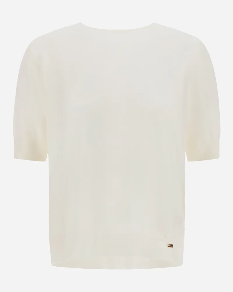 Herno T-shirt Aus Extrafeiner Wolle Im Glattstrick - Frau T-shirts Und Tops Milchweiß Milchweiß
