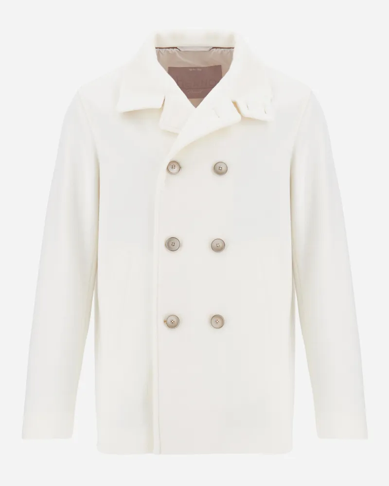 Herno Peacoat Resort Aus Doppelgewebe Aus Einer Viskosemischung - Mann Mäntel & Trenchcoats Milchweiß Milchweiß