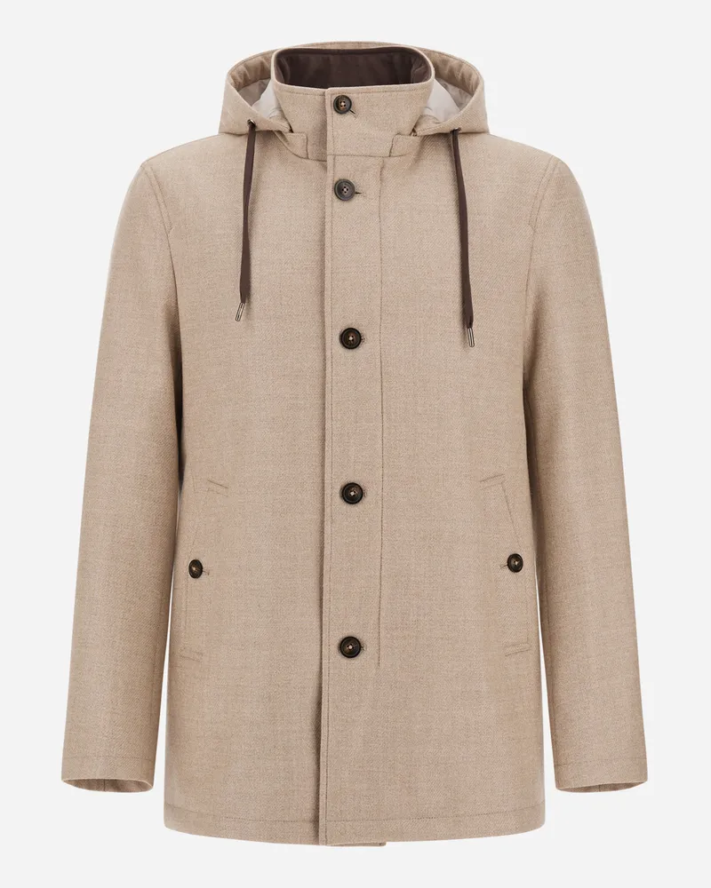 Herno Kurzer Parka Aus Wolle, Seide Und Suede Effect - Mann Parka & Jacken Chantilly Chantilly