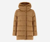 A-form-jacke Aus Satin Und Lady Alternative Fur - Frau A-shape Camel