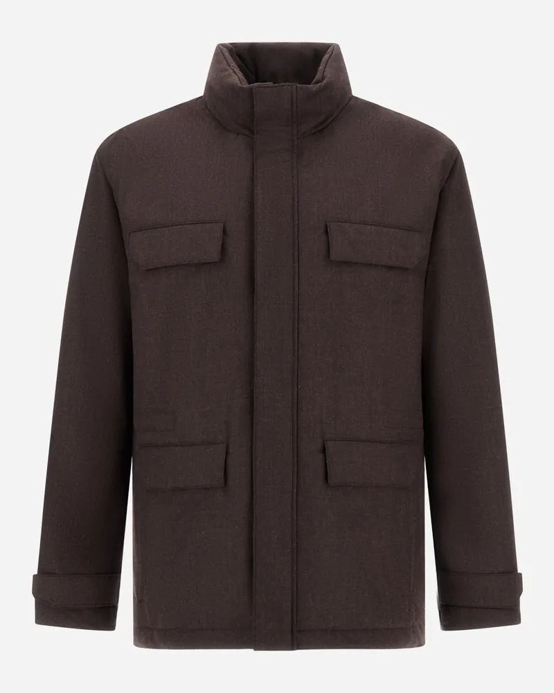 Herno Feldjacke Aus Flanell Mit Wasserdichter Membran - Mann Feldjacke Dunkelbraun Dunkelbraun