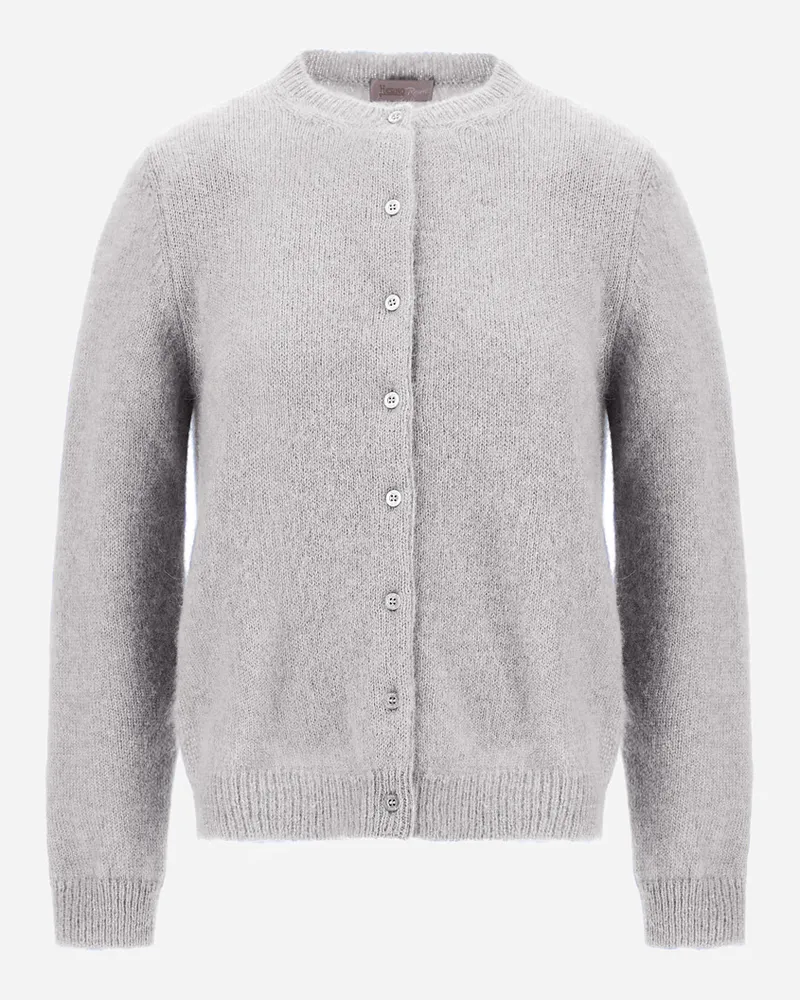Herno Cardigan Resort Aus Alpaka Und Lurex Im Glattstrickmuster - Frau Pullover & Strickjacken Perlgrau Perlgrau