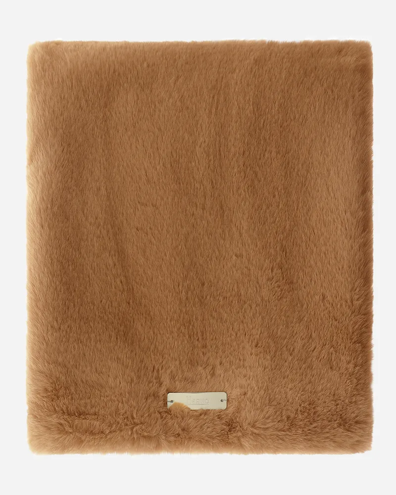 Herno Schal Aus Soft Faux Fur Und Nylon Ultralight Camel