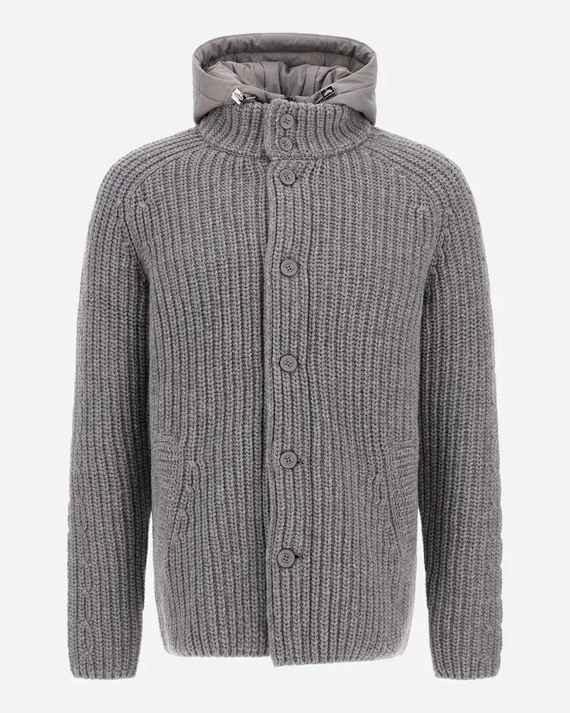 Herno Jacke Aus Wolle Mit Reliefstruktur Und Zopfmuster - Mann Pullover & Strickjacken Hellgrau Hellgrau