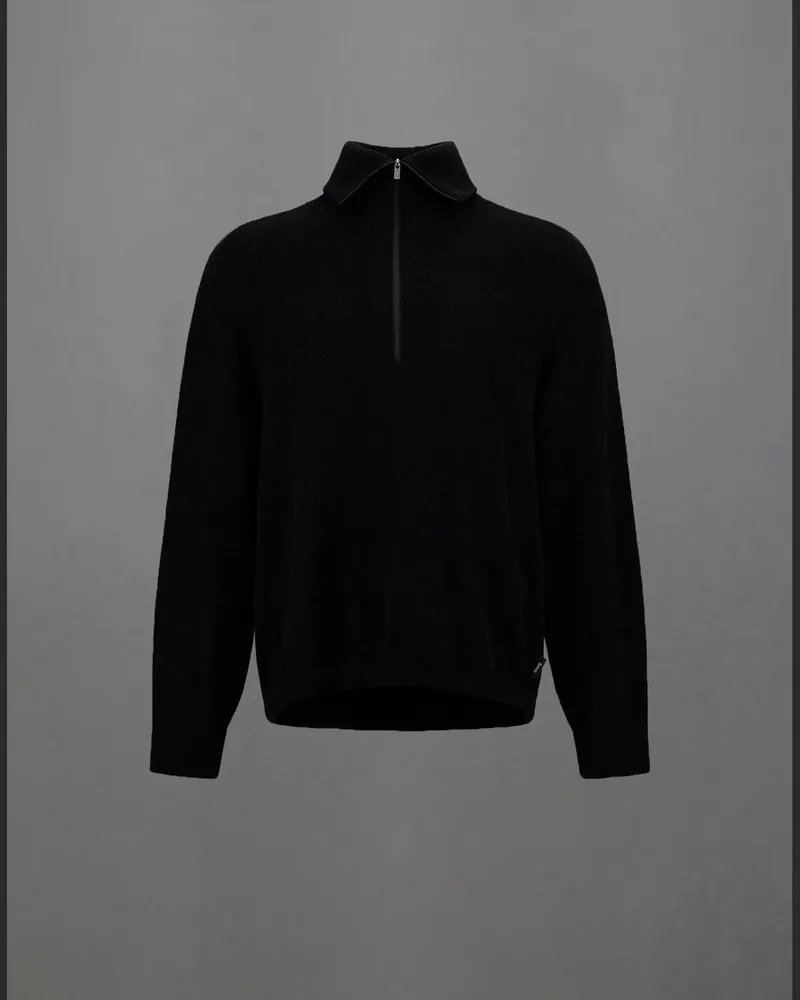 Herno Pullover Laminar Mit Hohem Kragen Aus Soft Wool -   Schwarz Schwarz