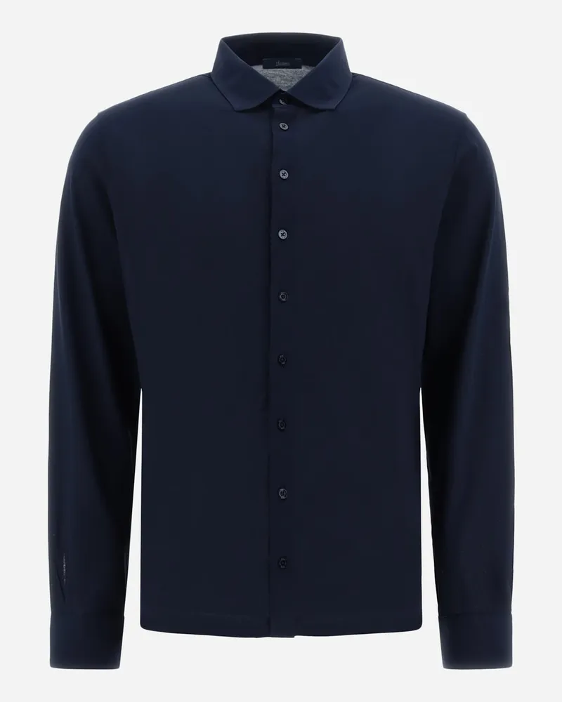 Herno Poloshirt Aus Jersey Crepe Marineblau