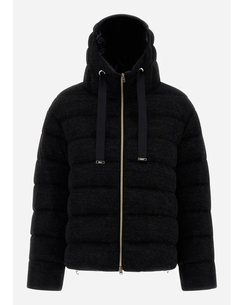 Herno Bomberjacke Aus Shiny Knit Schwarz