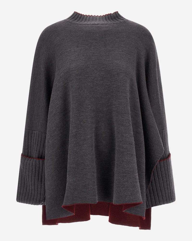 Herno Poncho Aus Wolle Im Double-strick - Frau A-shape Eisen Eisen