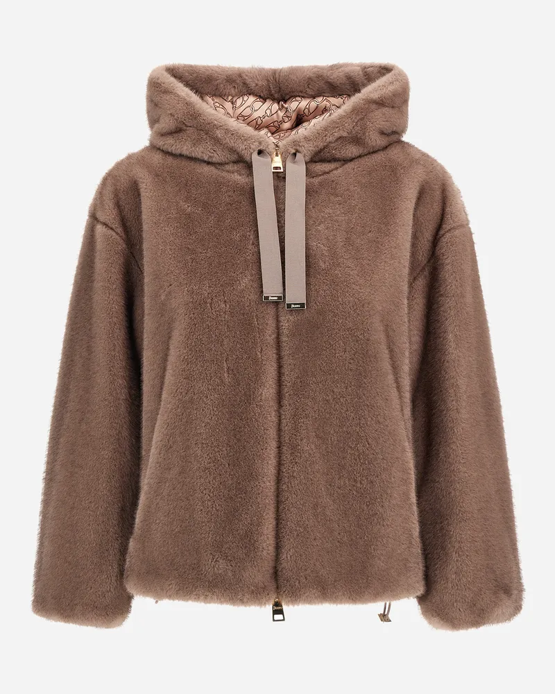 Herno Bomberjacke Aus Melange Alternative Mink Fur - Frau Mäntel & Trenchcoats Dunkeltaupe Dunkeltaupe