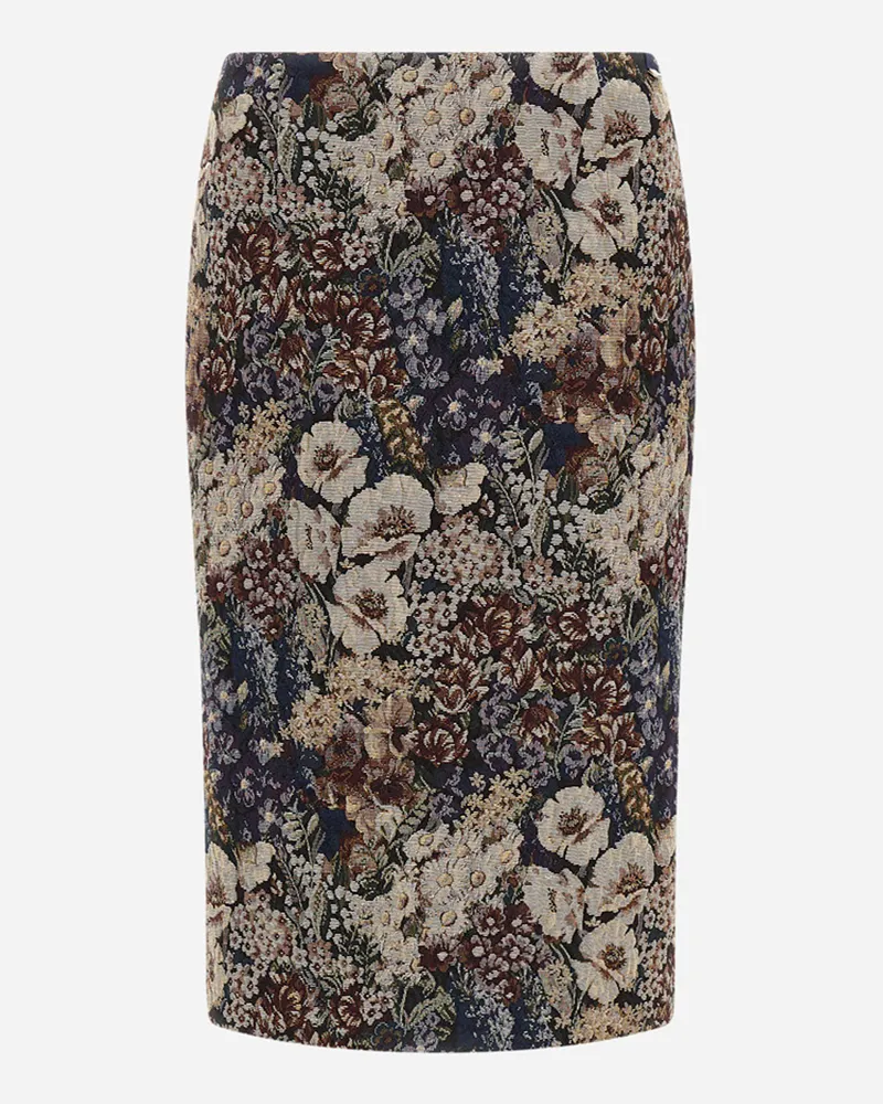 Herno Rock Aus Jacquard Mit Floralem Motiv - Frau Röcke & Kleider Marineblau Marineblau