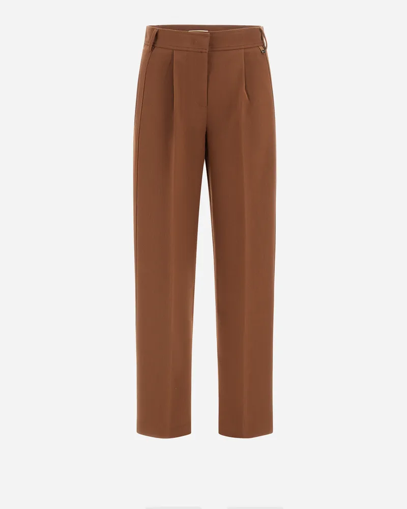 Herno Hose Aus Fliessendem Twill - Frau Hose Lederbraun Lederbraun