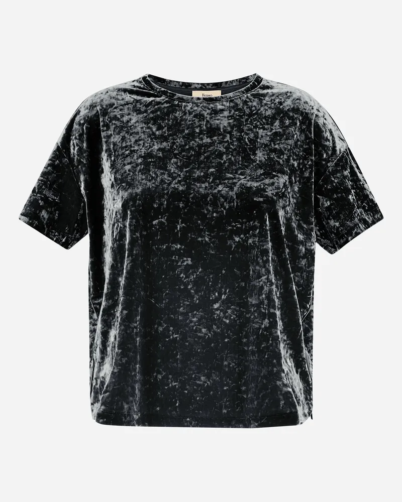 Herno T-shirt Aus Marbled Velvet Eisen