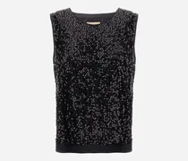 Top Aus Mesh Mit Pailletten Und Structured Nylon