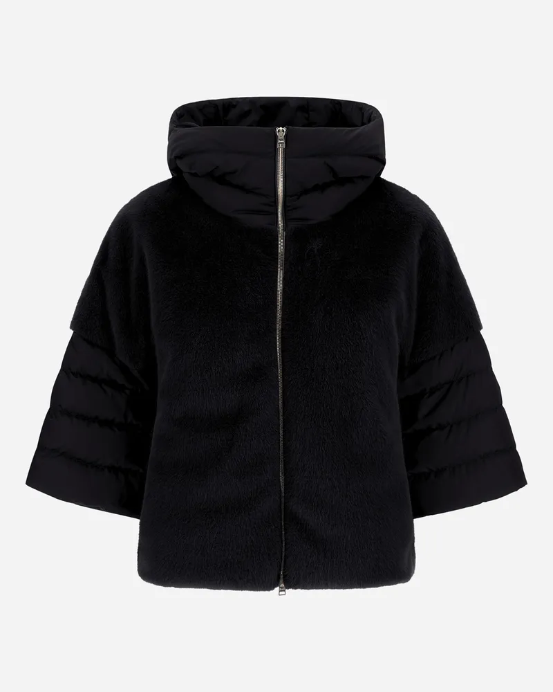 Herno Cape Aus Satin Und Lady Alternative Fur - Frau Mäntel & Trenchcoats Schwarz Schwarz