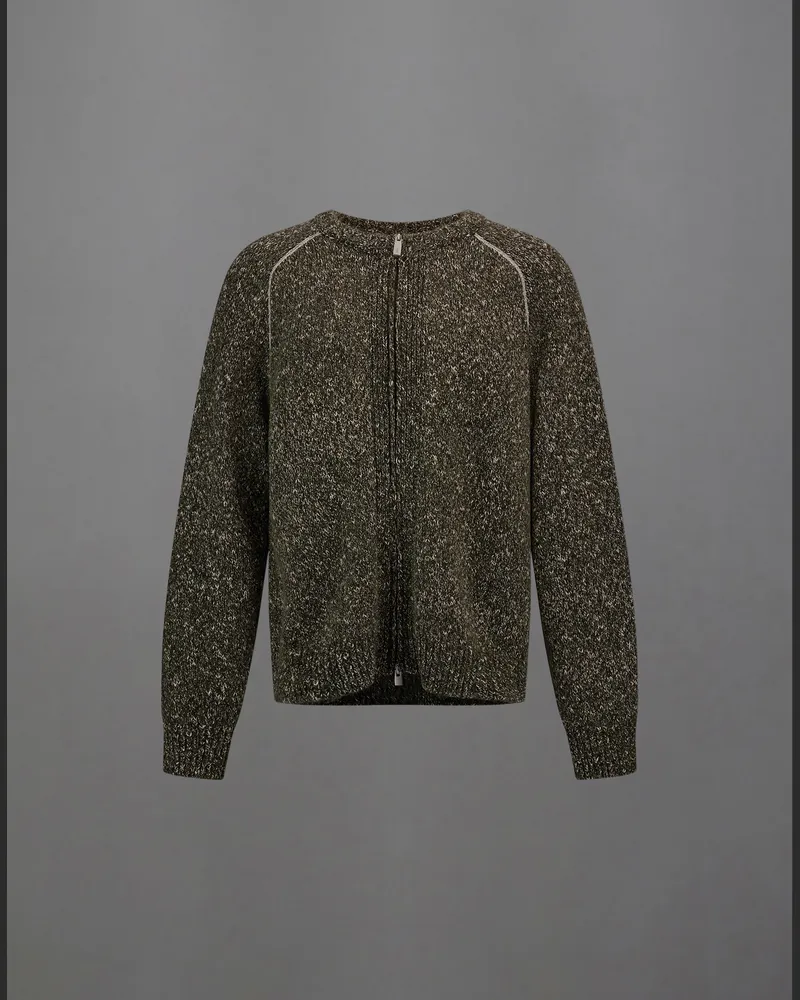 Herno Cardigan Laminar Aus Mouliné Knit -   Olivgrün Olivgrün
