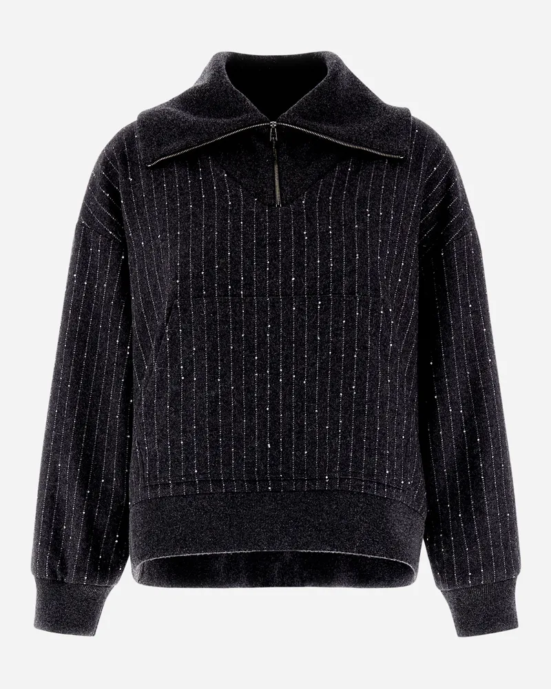 Herno Sweatshirt Aus Twinkle Pinstriped Grau