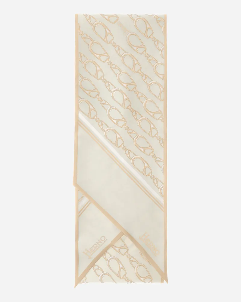 Herno Tuch Aus Iconic Print Silk Cremefarben