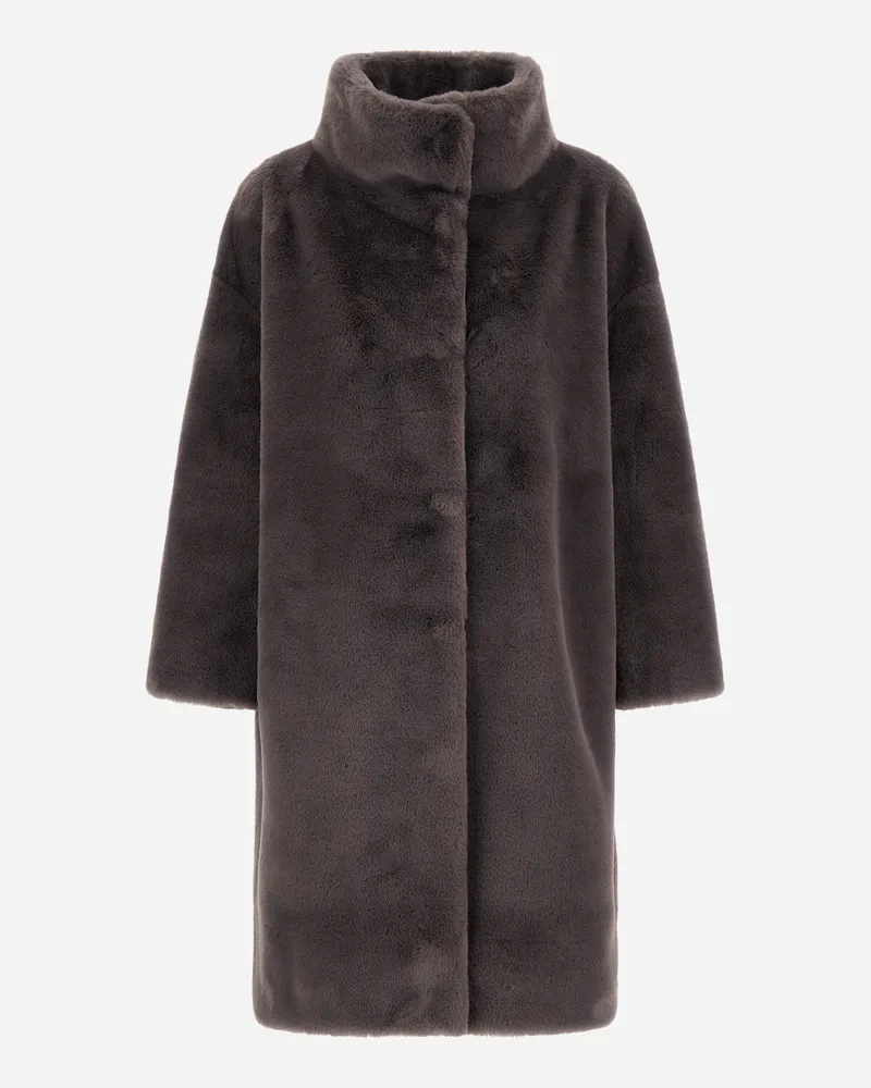 Herno Mantel Aus Soft Alternative Fur - Frau Mäntel & Trenchcoats Anthrazit Anthrazit