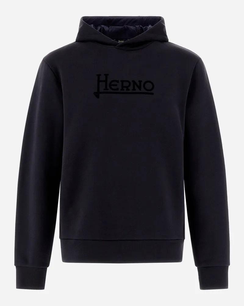 Herno Sweatshirt Mit Kapuze Aus Heavy Cotton Sweater Marineblau