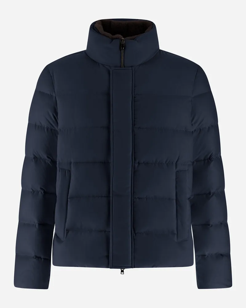 Herno Bomberjacke Aus Arendelle Und Faux Fur - Mann Bomber Marineblau Marineblau