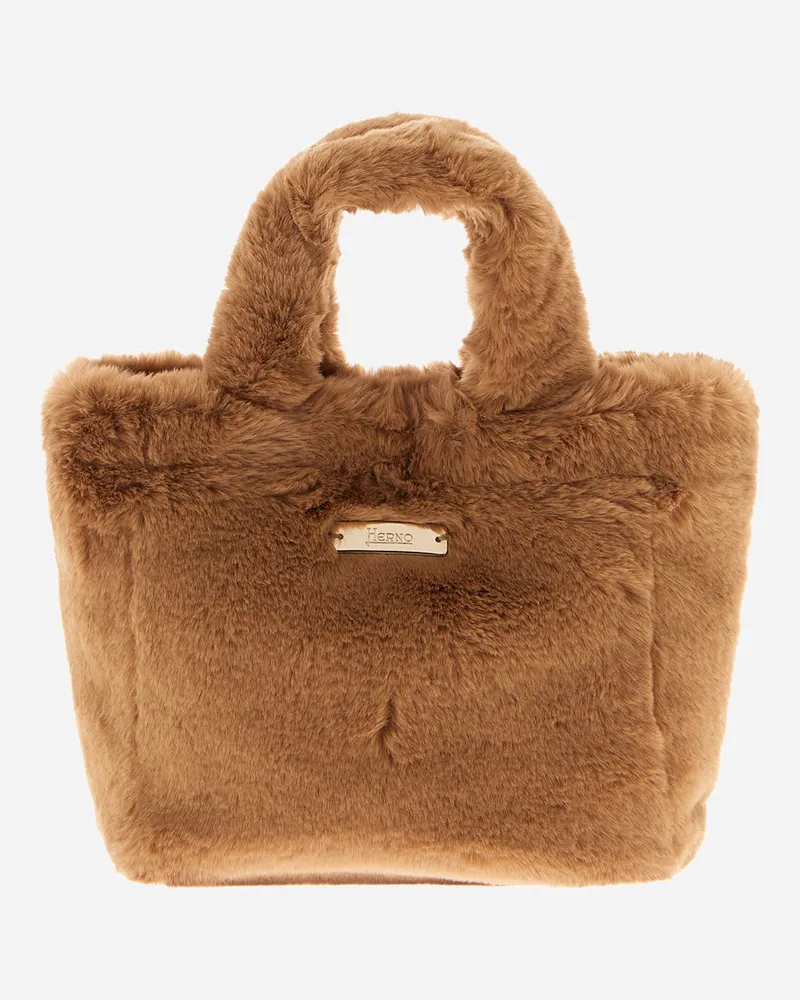 Herno Tasche Aus Soft Alternative Fur Und Nylon Chamonix - Frau Taschen Camel Camel