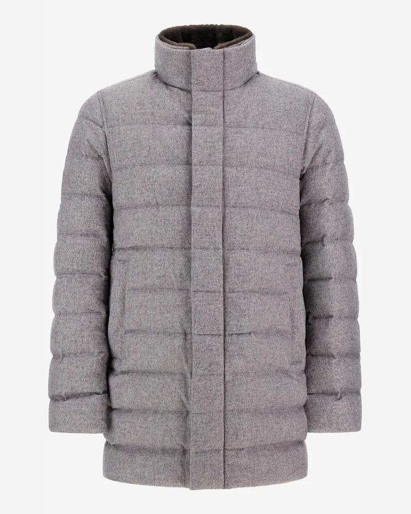 Herno Carcoat Aus Cashmere Silk Und Monogram - Mann Mäntel & Trenchcoats Grau Grau