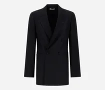 Blazer Aus Elastischer Wollgabardine Und Satin - Frau Blazers Schwarz