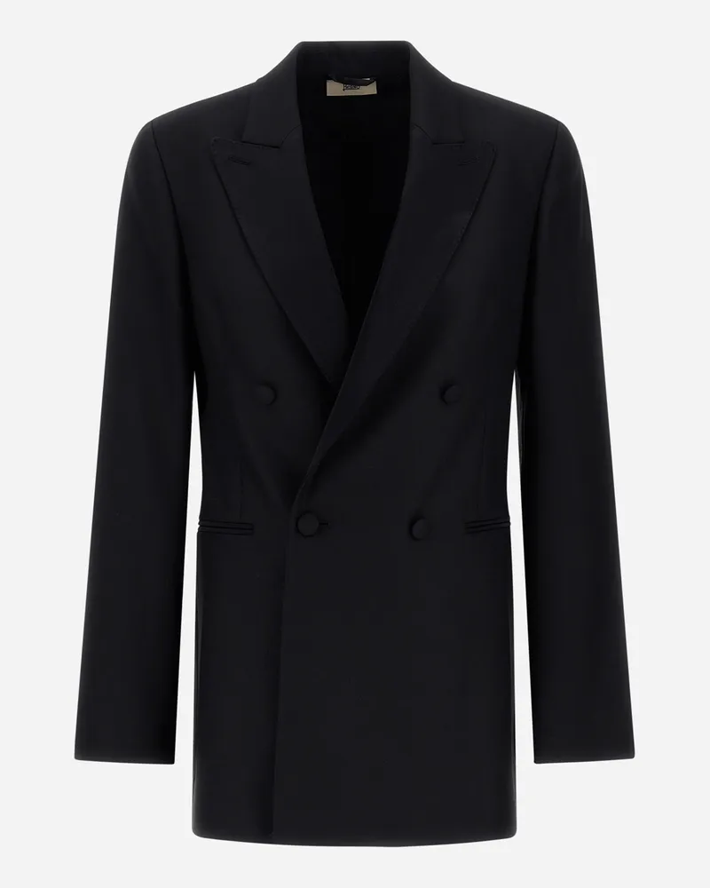 Herno Blazer Aus Elastischer Wollgabardine Und Satin - Frau Blazers Schwarz Schwarz