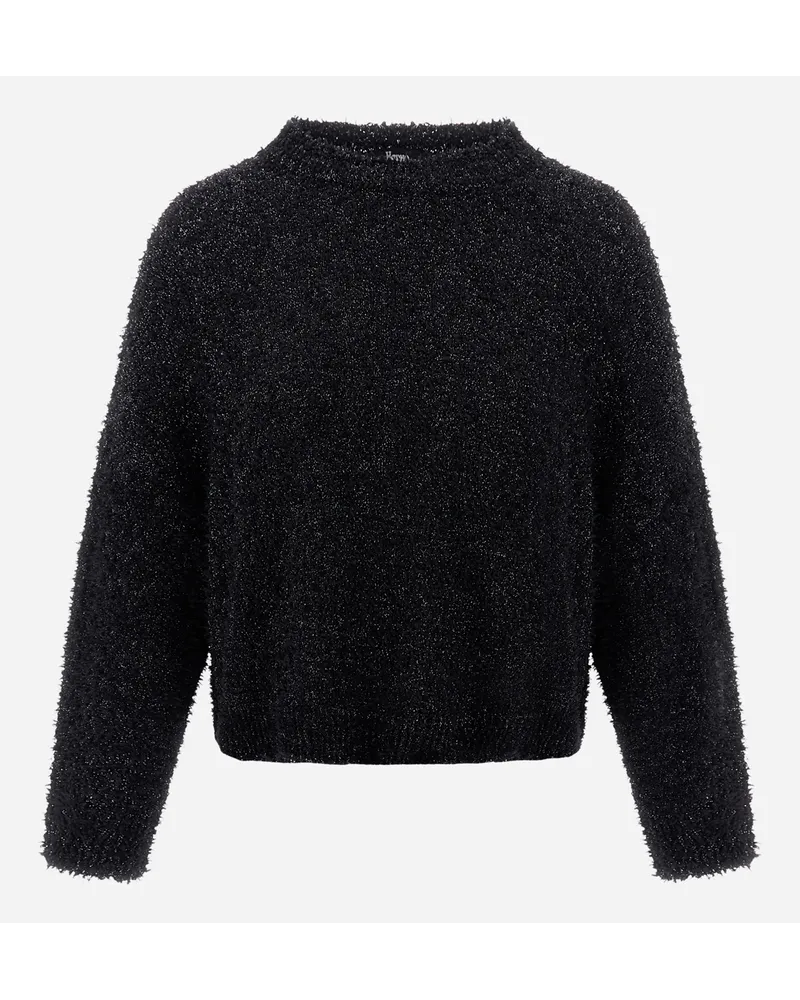 Herno Fluffy Cotton Knit Pullover Schwarz