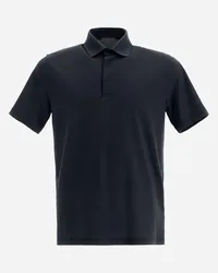 Herno Poloshirt Aus Crêpe-jersey Marineblau