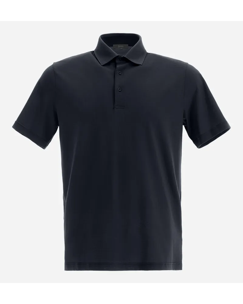 Herno Poloshirt Aus CrêPe Jersey Marineblau