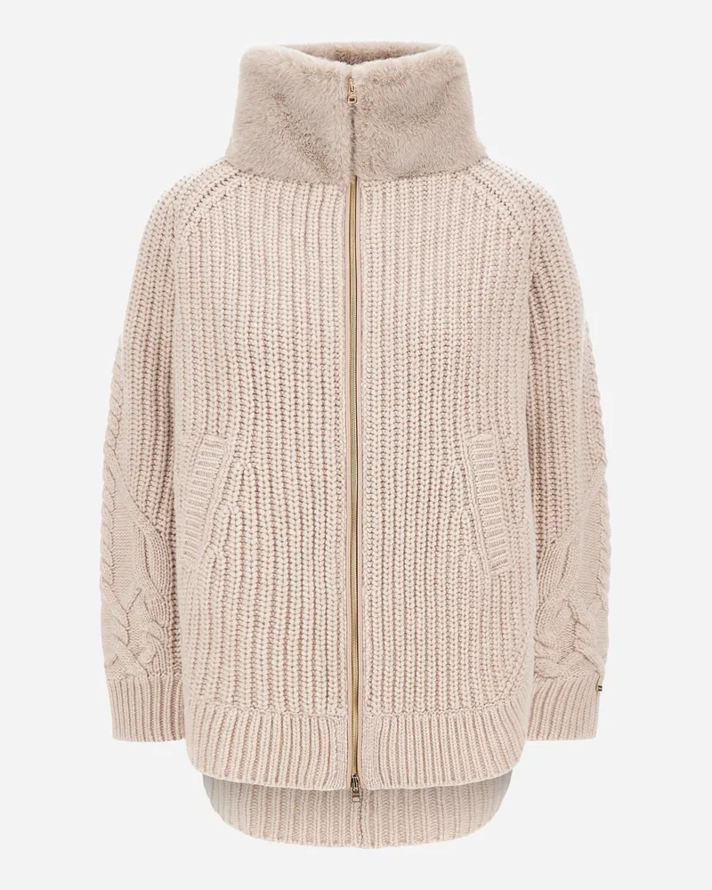 Herno Jacke Aus Wolle Mit Reliefstruktur Und In Pelz-haptik Mit Biberfelloptik - Frau Pullover & Strickjacken Chantilly Chantilly